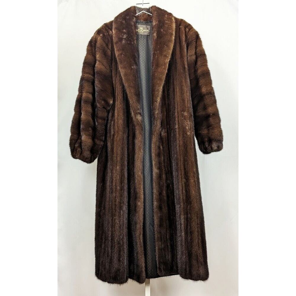 Vintage Mink Coat Balenciaga Full Length Long Brown Women's Size Large